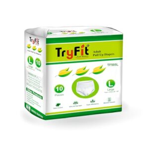 TryFit Adult Diaper Pull-Ups for Men & Women - Super Absorbent 12-Hour Leak Protection, ADL Technology, Antibacterial, Wetness Indicator, 360° Elastic Waistband(Large, Pack of 1, 10 Pcs)