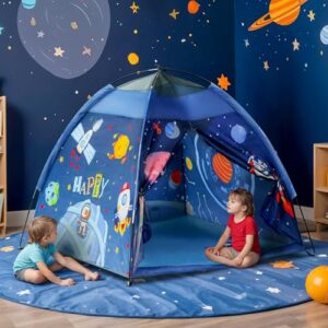 Happy Bear Kids Play Tent House | Kids Tent House Foldable | Tent for Camping | Toys for 2+ Years Girls and Boys| Light Weight Water Repellent |Play Tent for 2 Person (Space)