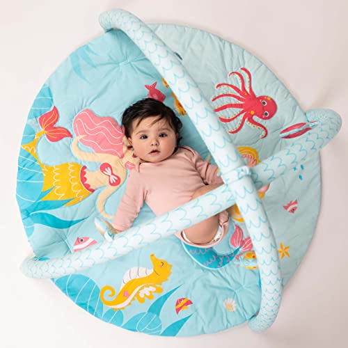 haus & kinder Baby Playgym For Babies|Activity Play Gym Mat With 5 Hanging Toys|Foldable And Durable Cotton Play Mat | Baby Crawling Mats For Floor For 0 To 24 Months (Into The Ocean), 1 Count, Blue
