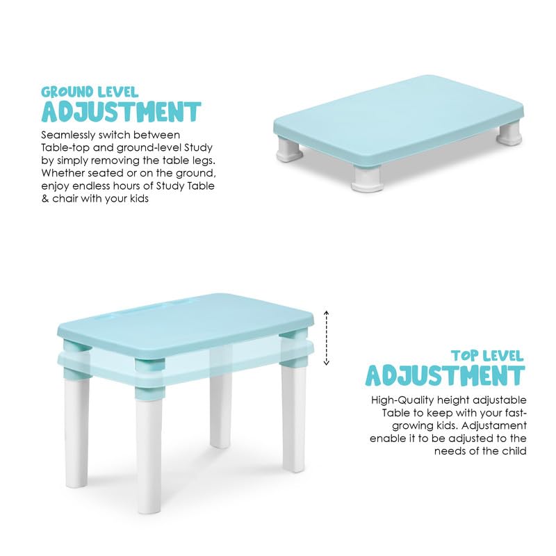HAPPY BEAR Polypropylene Height Adjustable Kids Desk | Suitable for Ages 4+ | for Boys and Girls (Light Blue) - Image 4