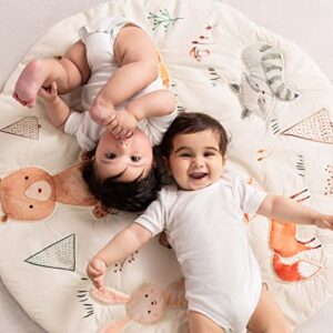 Haus & Kinder Baby Mats for Floor, Play Mat for Babies 0 to 12 Months, Baby Play Mat for 0 to 2 Years, Soft Crawling & Activity Play Mat with Rattles | Woodland Animals