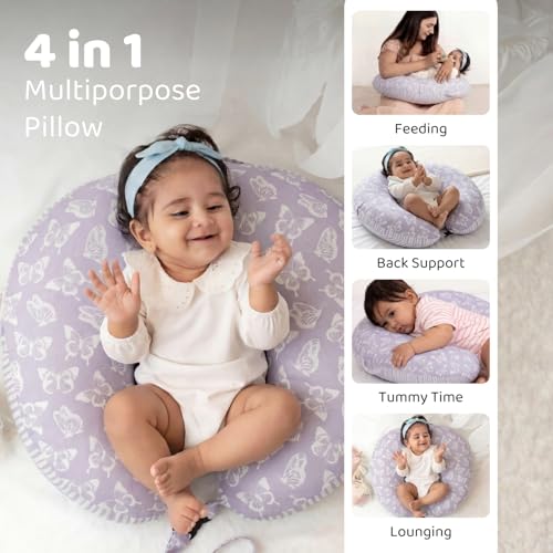 haus & kinder Baby Feeding Pillow for new Born Baby, Breastfeeding & Nursing Pillow with Removable Cover, Infant Support Cushion for 0–24 Months, Tummy Time Pillow | Fiona - Image 5