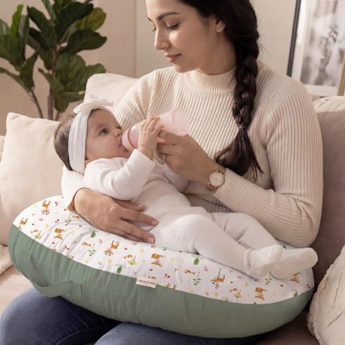 haus & kinder Baby Feeding Pillow for new Born Baby, Breastfeeding & Nursing Pillow with Removable Cover, Infant Support Cushion for 0–24 Months, Tummy Time Pillow (Whimsical Woodland) - Image 2