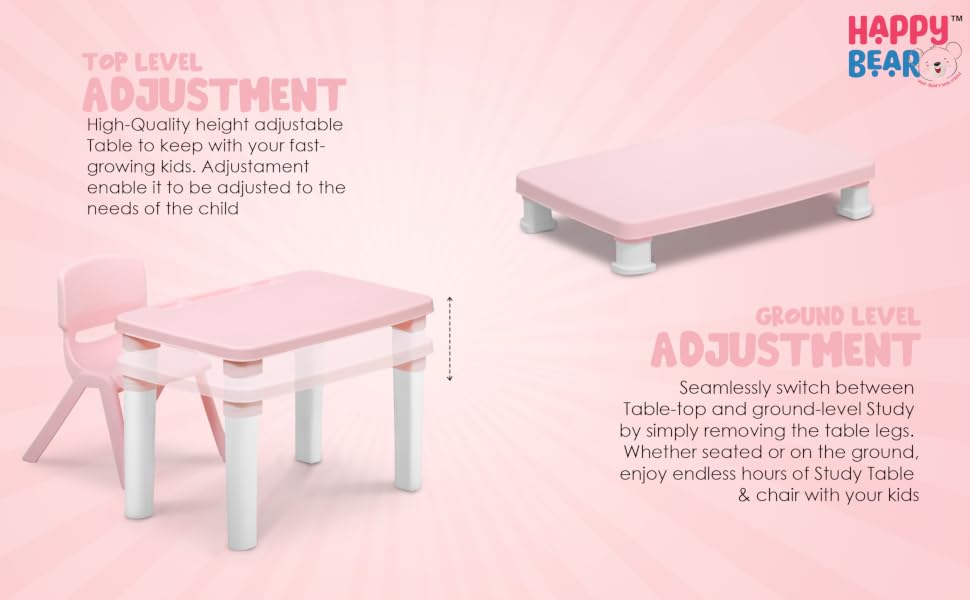 table and chair for kids pink
